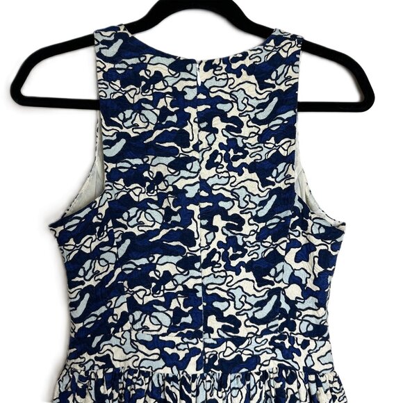 ELLE SASSON Sleeveless Cotton Party Dress A-line Abstract Blue Design Size 6 - Picture 8 of 10